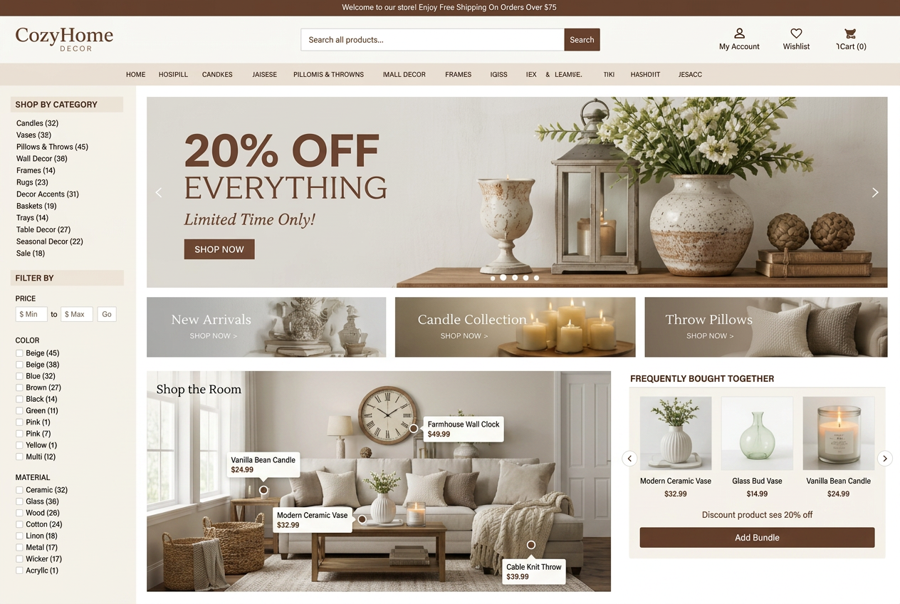 Home Decor & Furniture Shopify store after Brand Savvy optimization