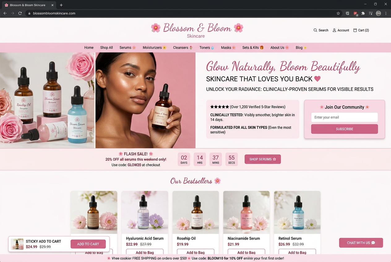 Skincare & Beauty Shopify store after Brand Savvy optimization
