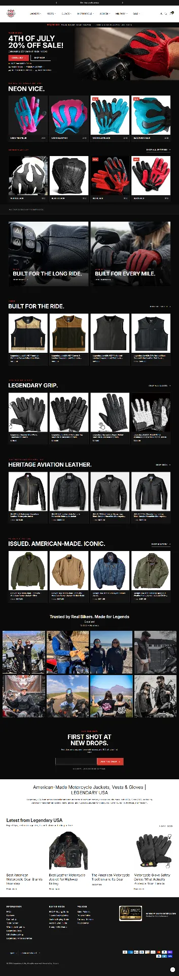 Legendary USA homepage screenshot